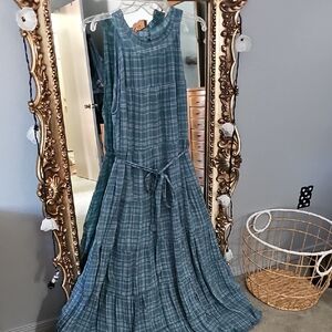 Torrid Green and Blue Mock Neck Maxi Sundress